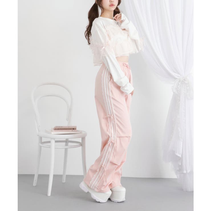 チュールフリルリボンクロップドロンT 量産型 地雷系 夢展望 | DearMyLove | 詳細画像5 