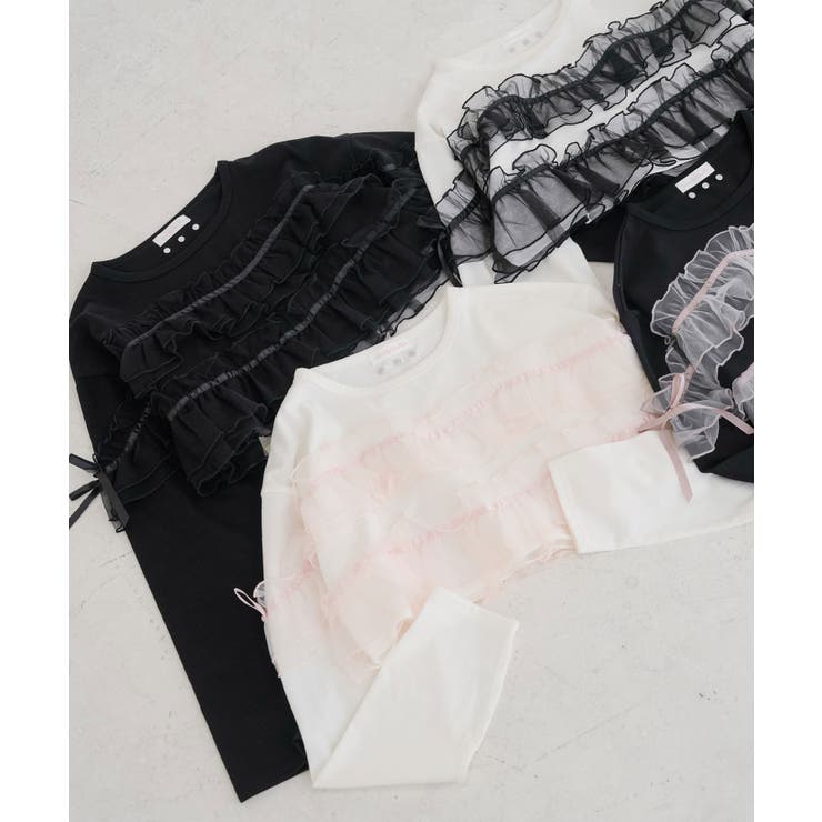 チュールフリルリボンクロップドロンT 量産型 地雷系 夢展望 | DearMyLove | 詳細画像34 