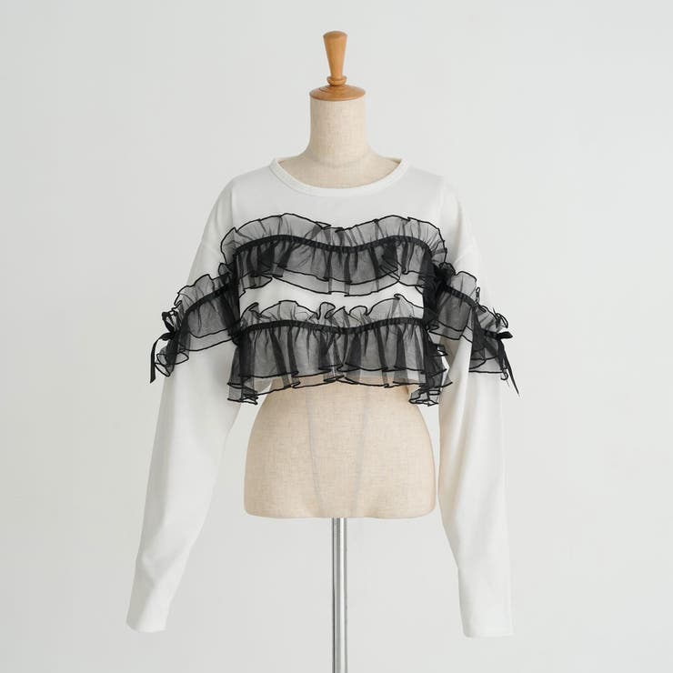 チュールフリルリボンクロップドロンT 量産型 地雷系 夢展望 | DearMyLove | 詳細画像39 