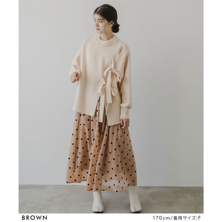 フロッキードット柄オーガンジースカート 韓国 夢展望 | 夢展望 | 詳細画像2 