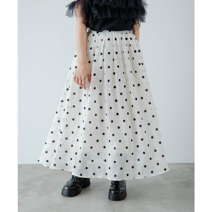フロッキードット柄オーガンジースカート 韓国 夢展望 | 夢展望 | 詳細画像11 
