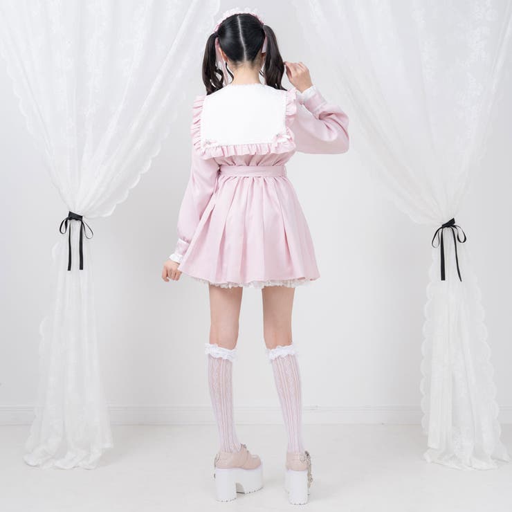 ハートレースリボンセーラーワンピース 量産型 地雷系 夢展望 | DearMyLove | 詳細画像3 