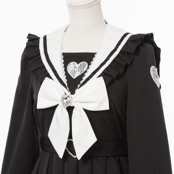 ハートレースリボンセーラーワンピース 量産型 地雷系 夢展望 | DearMyLove | 詳細画像30 