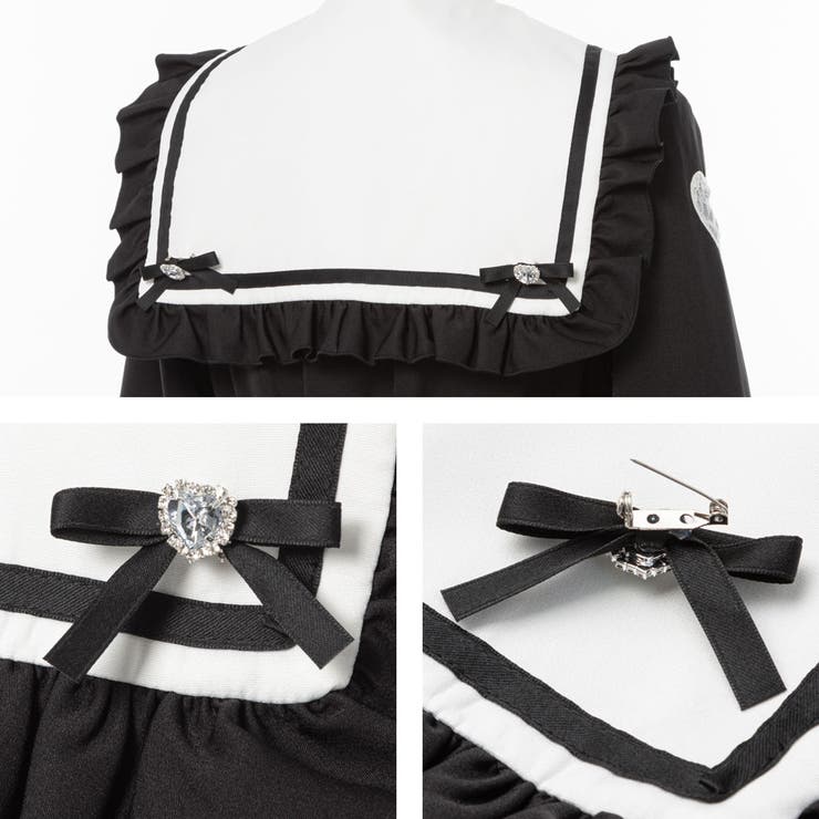 ハートレースリボンセーラーワンピース 量産型 地雷系 夢展望 | DearMyLove | 詳細画像33 