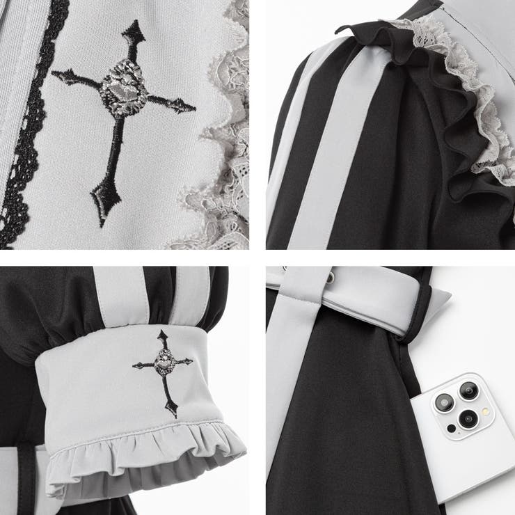 十字架刺繍フリルシスタージャージワンピース 量産型 地雷系 夢展望 | DearMyLove | 詳細画像43 