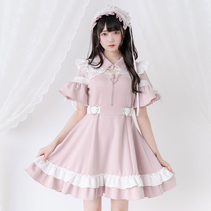 Dear my Love デコルテレースジャージワンピース地雷系 量産型 Dear my Love デコルテレースジャージワンピース地雷系 量産型