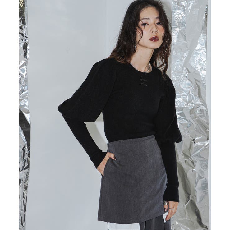 2wayパフスリーブリボンニット 韓国 夢展望 | 夢展望 | 詳細画像3 