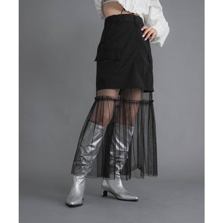 タフタ×チュールレイヤードスカート 韓国 夢展望 | 夢展望 | 詳細画像3 
