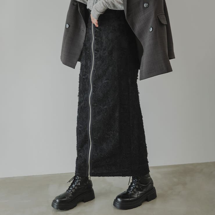 フリンジジャガードジップスカート 韓国 夢展望 | 夢展望 | 詳細画像1 