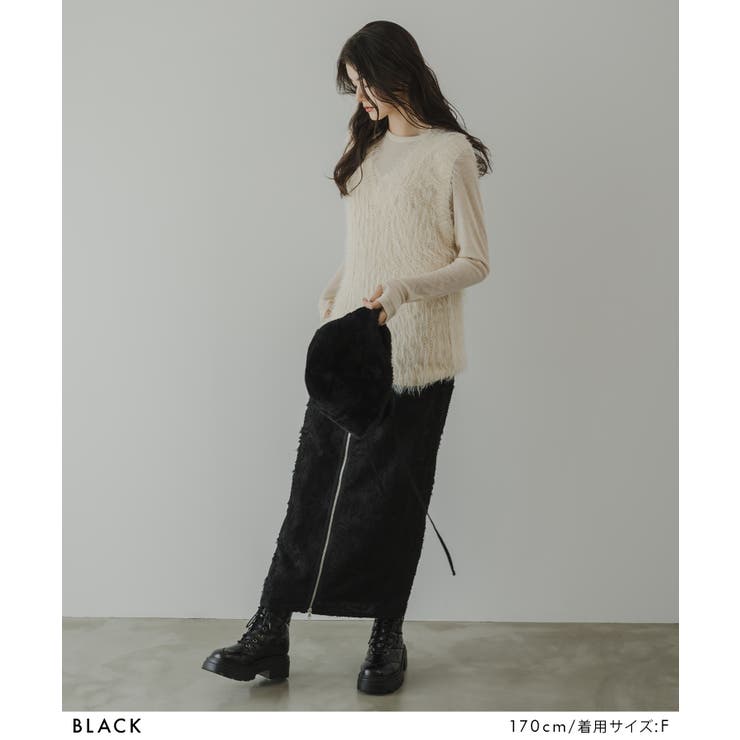 フリンジジャガードジップスカート 韓国 夢展望 | 夢展望 | 詳細画像8 