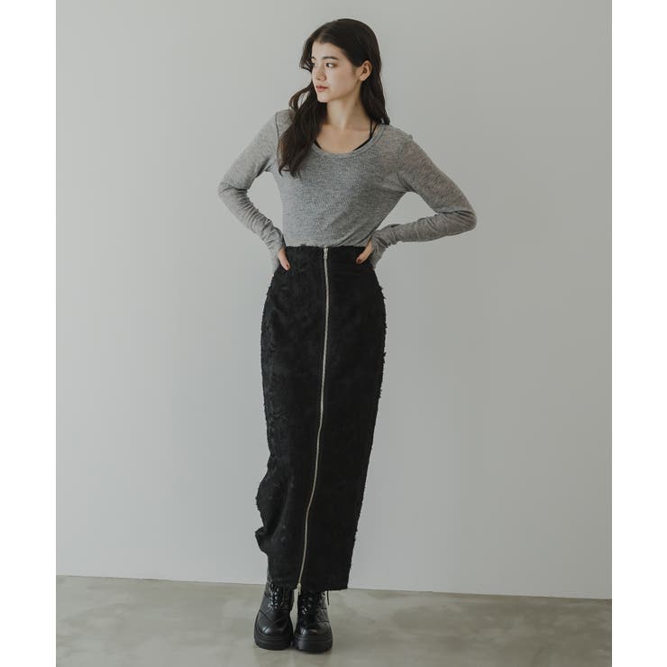 フリンジジャガードジップスカート 韓国 夢展望 | 夢展望 | 詳細画像12 