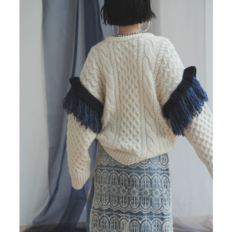 フリンジスリーブハニカムボリュームニット 韓国 夢展望 | 夢展望 | 詳細画像17 