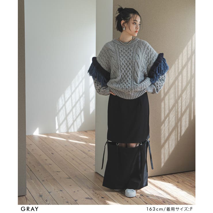 フリンジスリーブハニカムボリュームニット 韓国 夢展望 | 夢展望 | 詳細画像22 