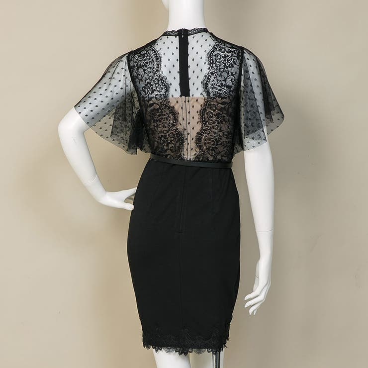 ドットチュールレース肌魅せドレスワンピース 韓国 夢展望 | 夢展望 | 詳細画像4 