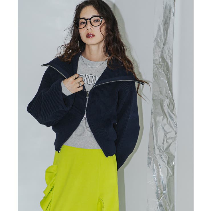 ダブルジップビッグカラーカーデニット 韓国 夢展望 | 夢展望 | 詳細画像2 