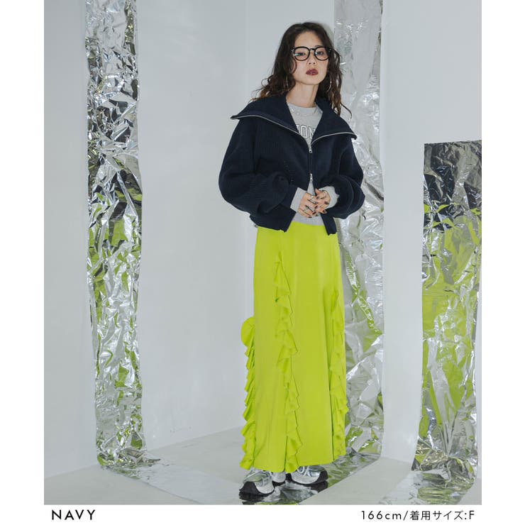 ダブルジップビッグカラーカーデニット 韓国 夢展望 | 夢展望 | 詳細画像3 