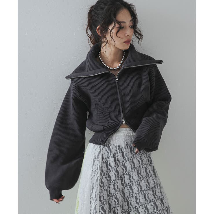 ダブルジップビッグカラーカーデニット 韓国 夢展望 | 夢展望 | 詳細画像9 