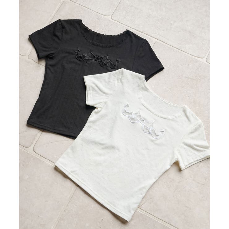 透けレースリボンハートカットソー 韓国 夢展望 | 夢展望 | 詳細画像8 