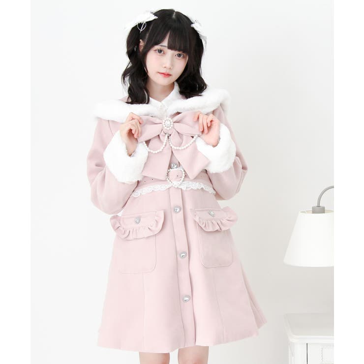 ハートバックルベルトセーラーファーコート 量産型 地雷系 夢展望 | DearMyLove | 詳細画像5 