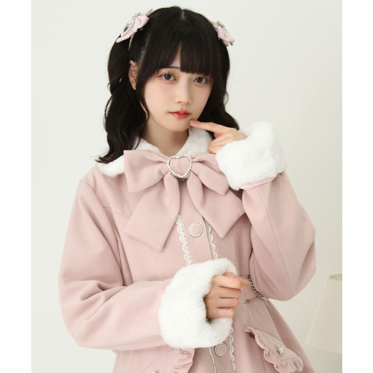 ハートたっぷりフリルAラインファーコート 量産型 地雷系 夢展望 | DearMyLove | 詳細画像3 