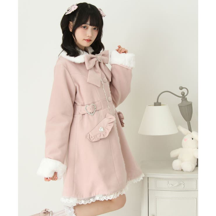 ハートたっぷりフリルAラインファーコート 量産型 地雷系 夢展望