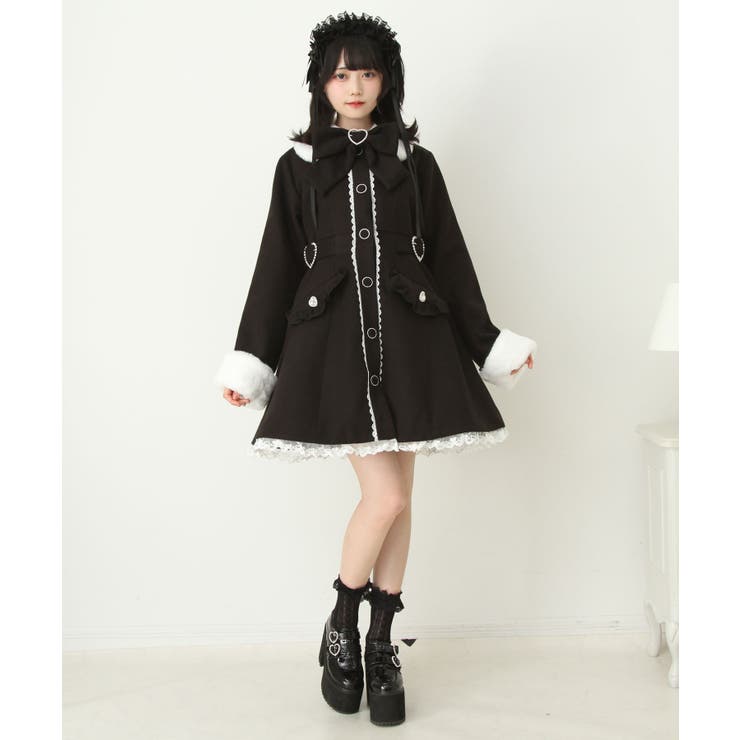 かぁみ★M-Dear★エムディア★5点 ハートたっぷりフリルAラインファーコート 量産型 地雷系 夢展望