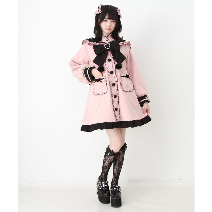 ポンポンリボンセーラー襟フリルコート 量産型 地雷系 夢展望[品番