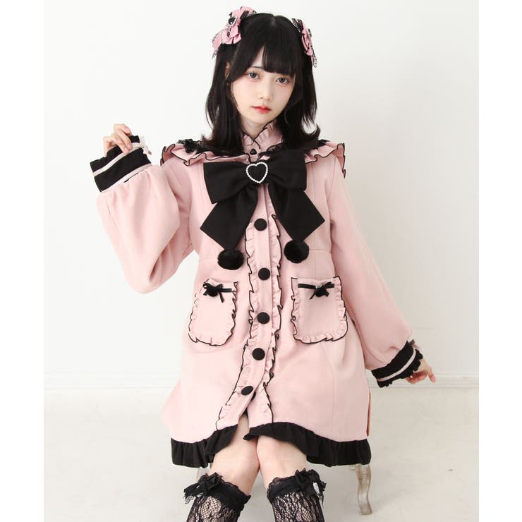 ポンポンリボンセーラー襟フリルコート 量産型 地雷系 夢展望[品番