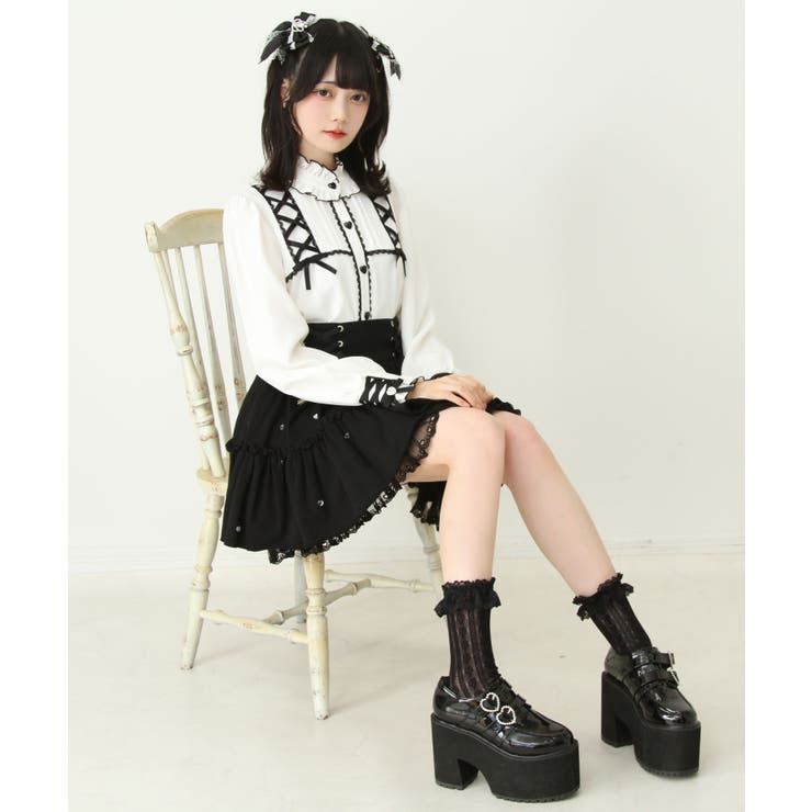 レースアップフリル襟ブラウス 量産型 地雷系 夢展望 | DearMyLove | 詳細画像6 