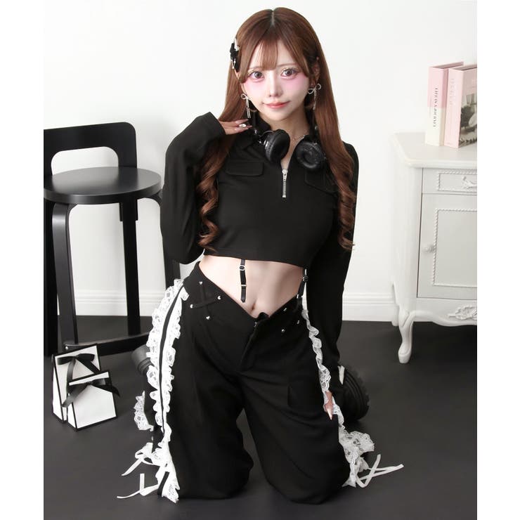 ローウエストワイドパンツ 量産型 地雷系 夢展望 | DearMyLove | 詳細画像3 