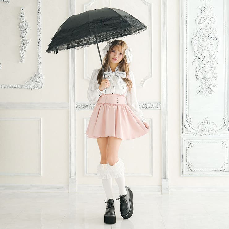 晴雨兼用 UVカット レディースゴージャスフリル折り畳み姫系日傘 韓国