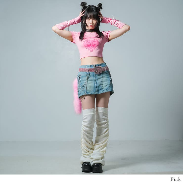y2k 韓国系 平成ギャル Vネック カットソー キラキラ ビジュー
