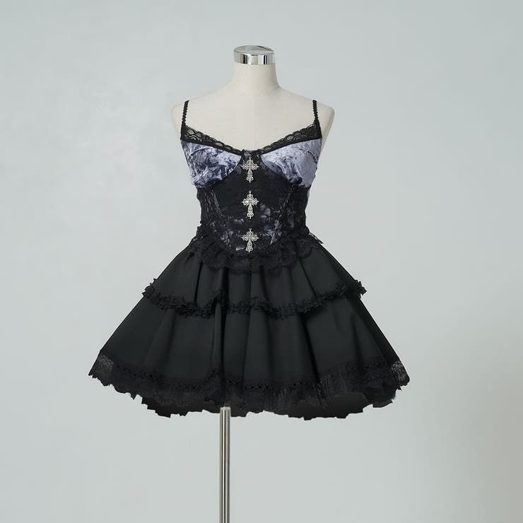 十字架チャームコルセットベロアキャミトップス 韓国 夢展望 | 夢展望 | 詳細画像3 