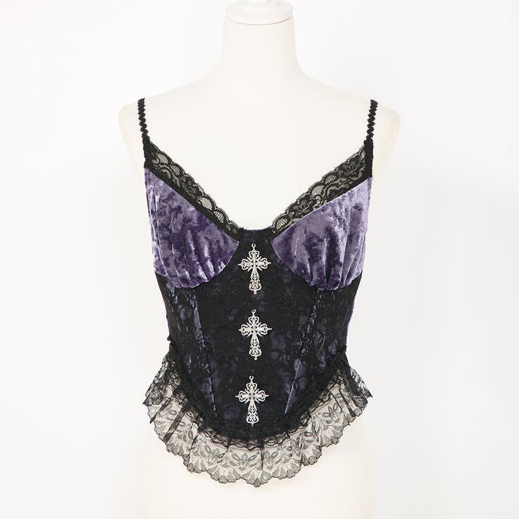 十字架チャームコルセットベロアキャミトップス 韓国 夢展望 | 夢展望 | 詳細画像5 