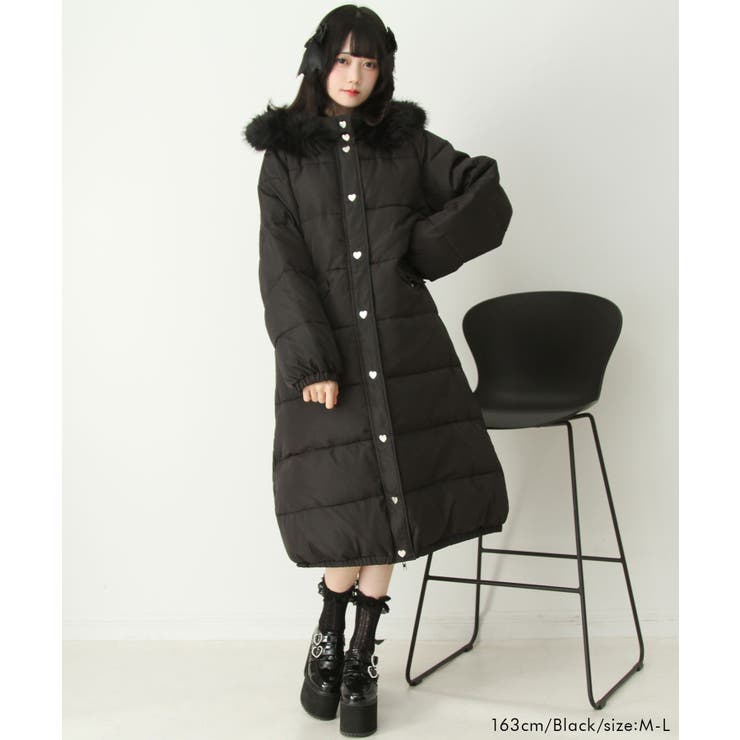 ファー付きハートスタッズロングダウンコート 量産型 地雷系 | DearMyLove | 詳細画像13 