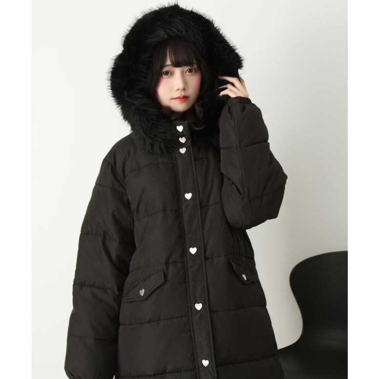 ファー付きハートスタッズロングダウンコート 量産型 地雷系 | DearMyLove | 詳細画像15 