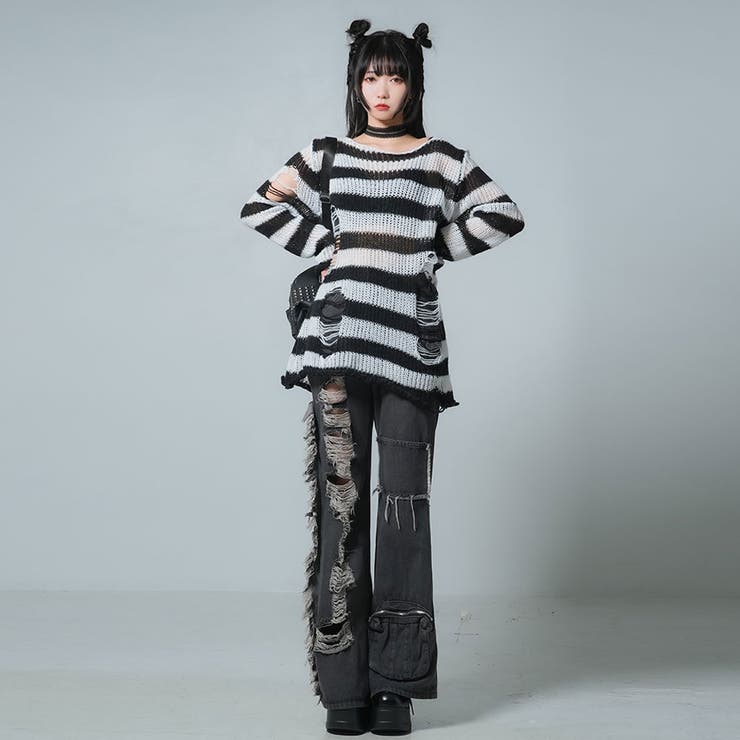 フリンジダメージ加工パッチポケットデニムパンツ 韓国 夢展望 | 夢展望 | 詳細画像4 