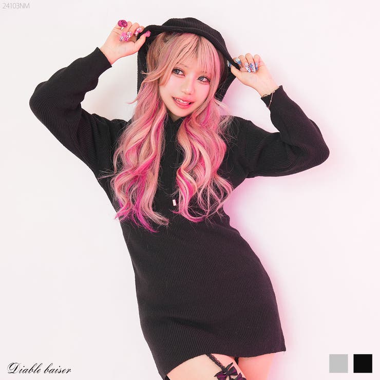 フードゆるピタニットワンピース 韓国 夢展望 | 夢展望 | 詳細画像1 