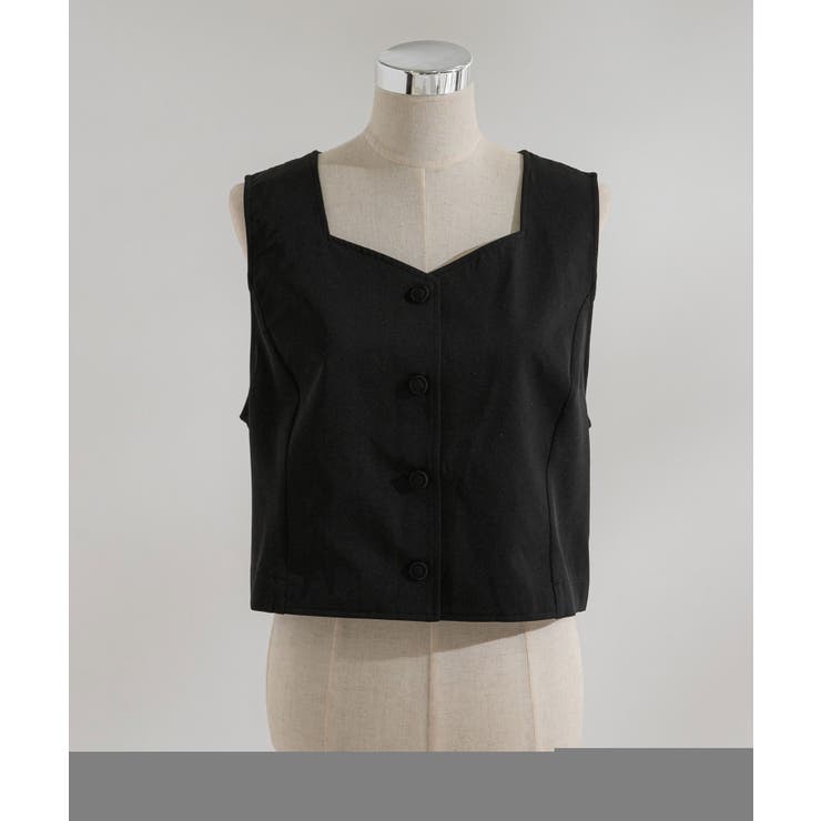 【3L~6L】ショート丈バックベルトベスト【大きいサイズ】   韓国 夢展望 | 夢展望 | 詳細画像14 