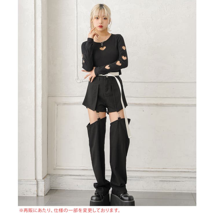 ショート&ロング2wayルーズデニムワイドパンツ 韓国 夢展望 | 夢展望 | 詳細画像13 