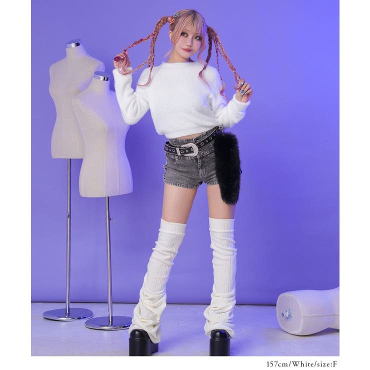 フワフワシャギークロップド丈ニットトップス 韓国 夢展望 | 夢展望 | 詳細画像5 