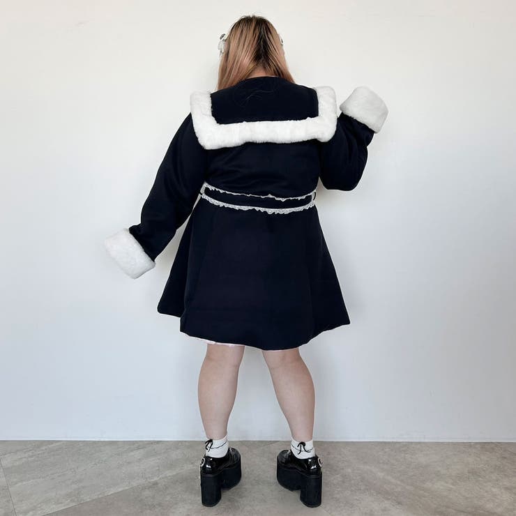 新品タグ付き DearMyLove ハートバックルベルトセーラーファーコート ハートバックルベルトセーラーファーコート – レディース