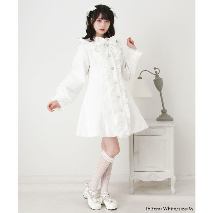 丸襟ヨークリボンフリルコート 量産型 地雷系 夢展望[品番