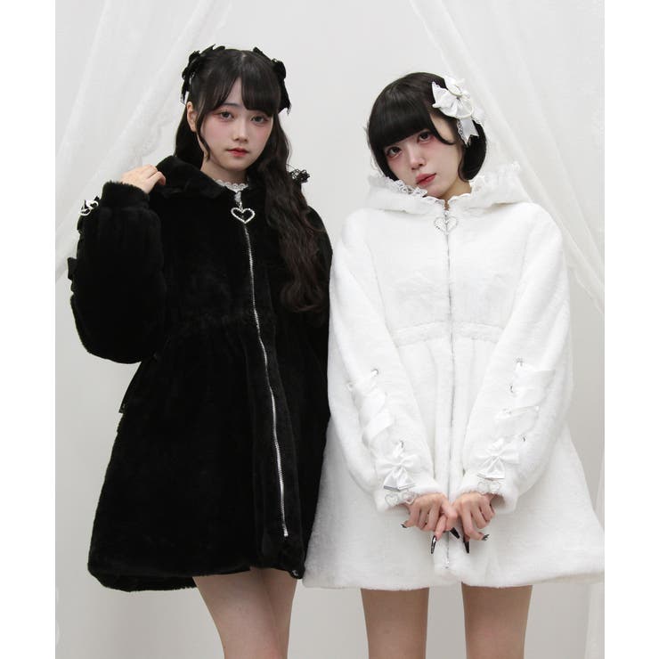 選べるフードデザインフレアファーコート 量産型 地雷系 夢展望 | DearMyLove | 詳細画像5 