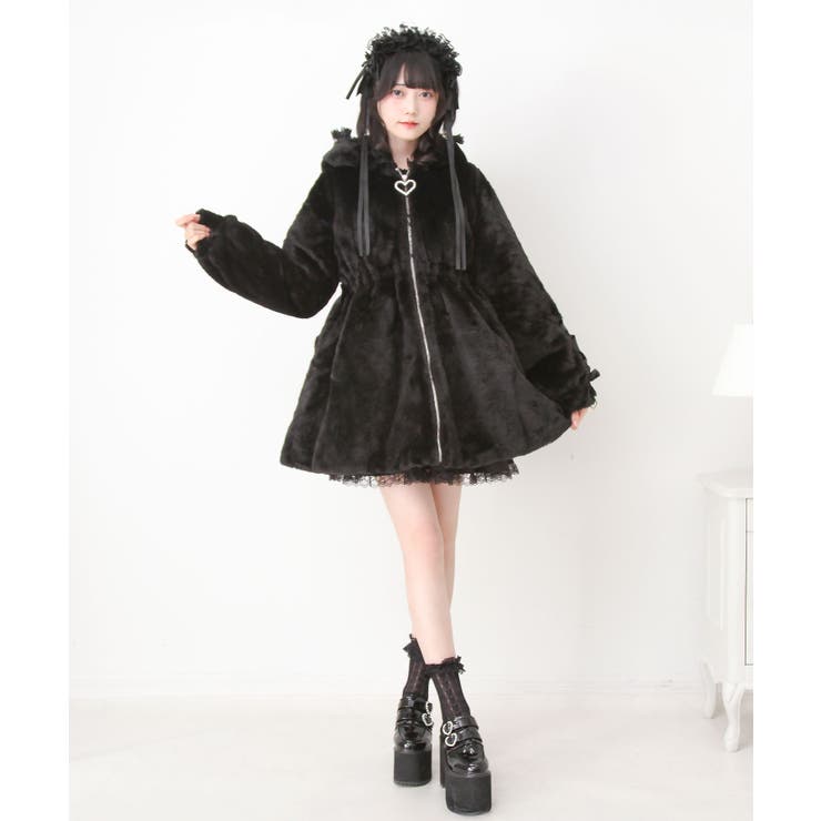 選べるフードデザインフレアファーコート 量産型 地雷系 夢展望 | DearMyLove | 詳細画像9 