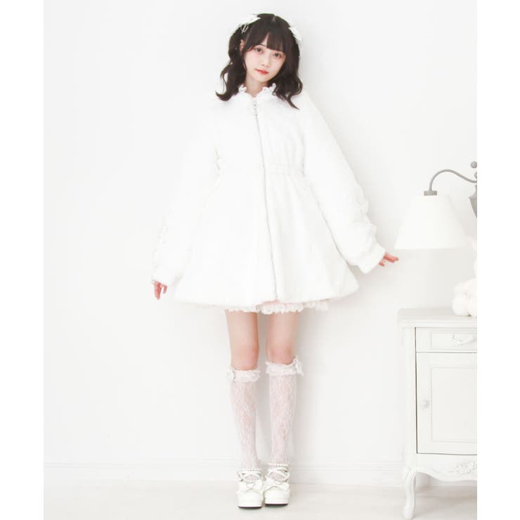 選べるフードデザインフレアファーコート 量産型 地雷系 夢展望[品番