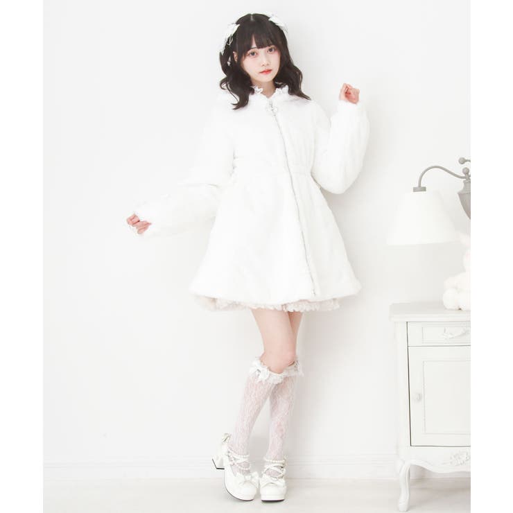 選べるフードデザインフレアファーコート 量産型 地雷系 夢展望 | DearMyLove | 詳細画像42 