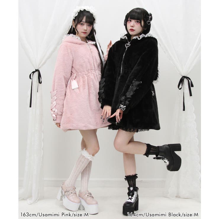 選べるフードデザインフレアファーコート 量産型 地雷系 夢展望 | DearMyLove | 詳細画像44 