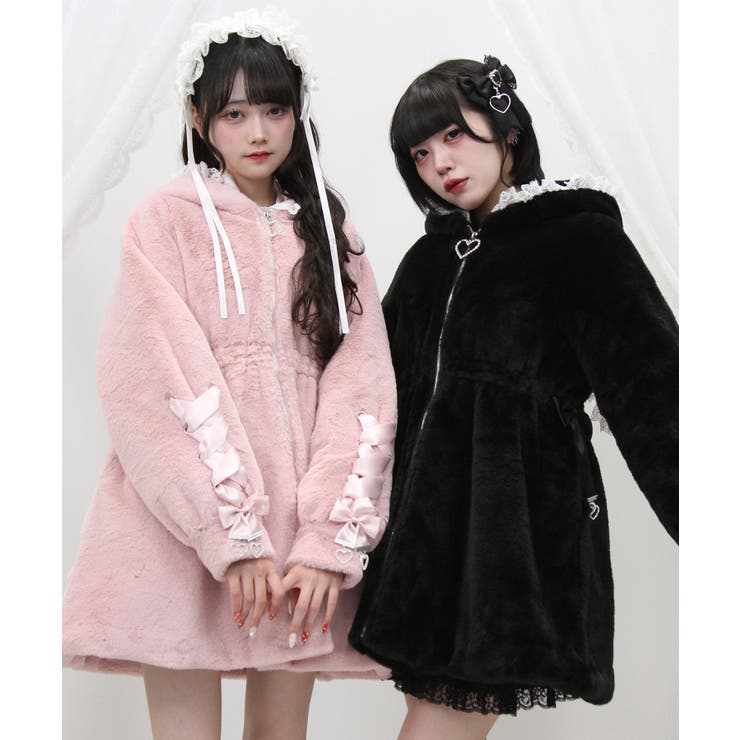 選べるフードデザインフレアファーコート 量産型 地雷系 夢展望 | DearMyLove | 詳細画像46 