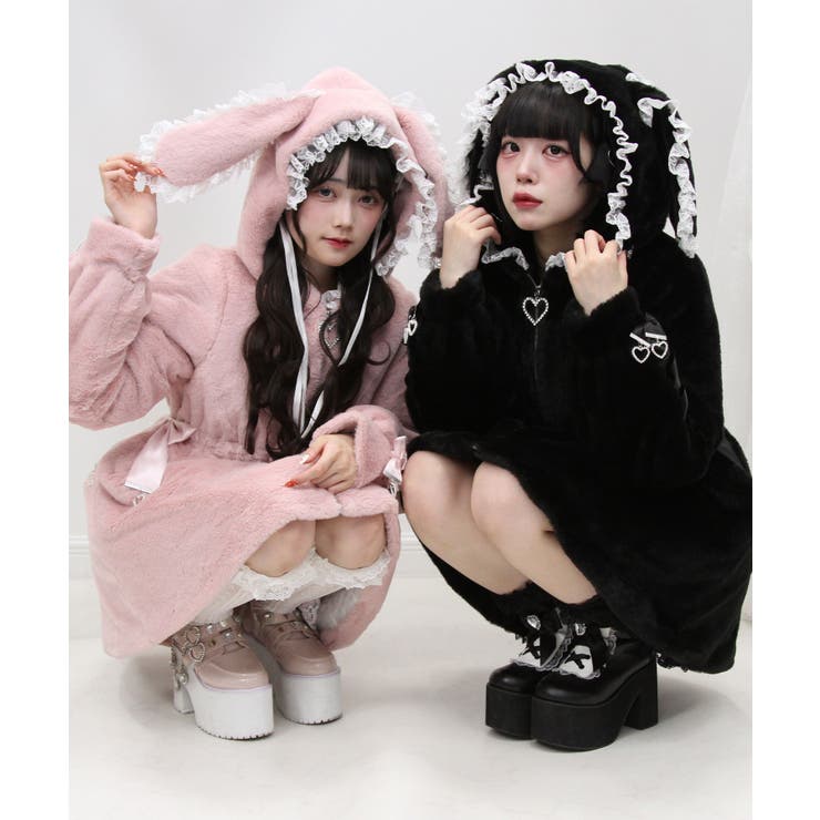 選べるフードデザインフレアファーコート 量産型 地雷系 夢展望 | DearMyLove | 詳細画像49 